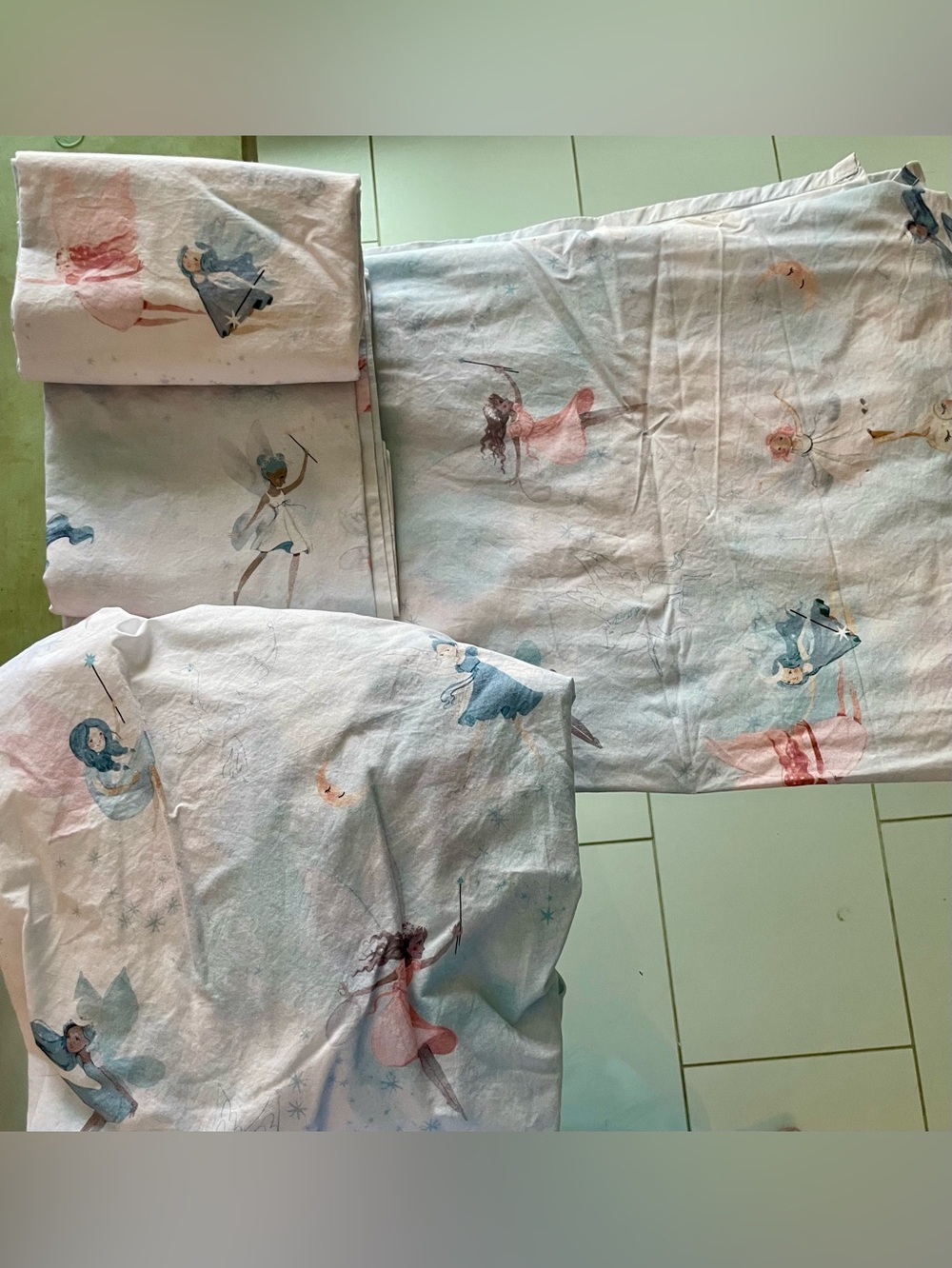 Pottery Barn Kids Celeste Fairy Print Queen Sheet Set